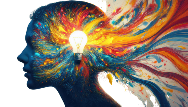 Human head with emerging isolated on white background