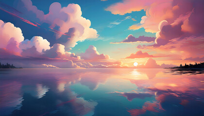  Beautiful pastel cloudy sunset, capturing the soft colors of the sky during dusk. _1(182)
