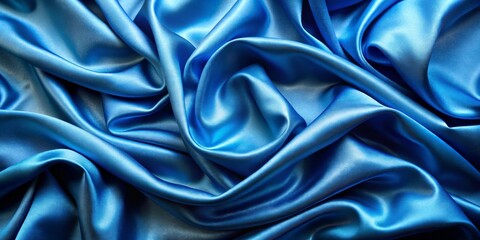 Obraz premium Blue Satin Draped Fabric Texture, Draped Fabric, Texture, Blue