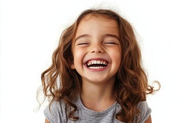 The girl laughs isolated on clear white background photo 