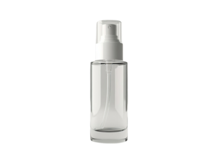 Clear spray bottle with pump, suitable for various liquids like perfume, toner, or sanitizer, ideal for travel and storage.
