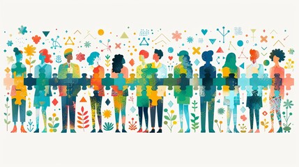 Teamwork flat vector illustrations set. Coworkers characters communication. Team building and business partnership concepts. Businessmen people and geometrical shapes cooperation, collaboration