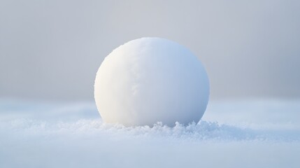 155. A single white snowball with a smooth texture