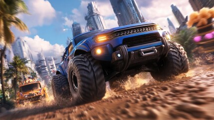 Obraz premium Street Parade with Vibrant Floats and Excited Crowd Dancing, A City Celebration Filled with Energy and Joy