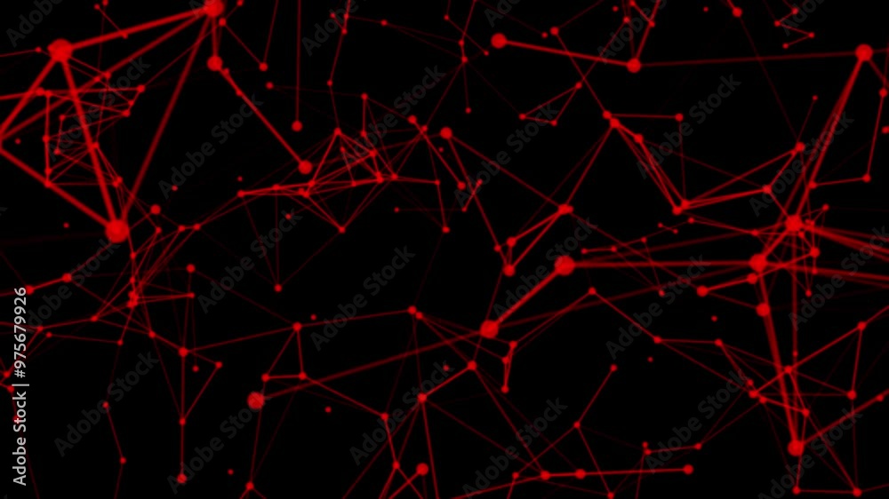 Poster connected red lines and dots on a black abstract background. glowing blue plexus. abstract plexus te