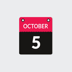 October 5 day calendar