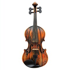 Fototapeta premium A violin with a pumpkin-shaped body, Halloween theme, dark and spooky, isolated on white background