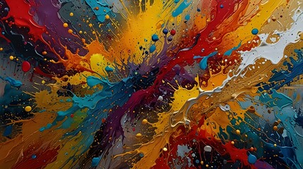 Vibrant Abstract Paint Splashes in Dynamic Colorful Explosion