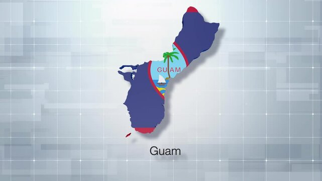 Detailed 3D Map With Flag Of Guam