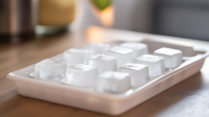 138. A pristine white ice cube tray with perfectly shaped cubes