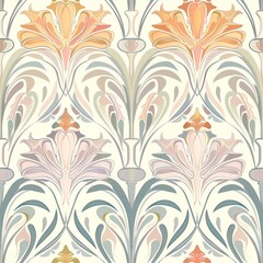 art nouveau style seamless pattern, pastel colours