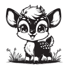 cute deer clipart vector design,awesome cute deer svg,high resolution printable cute deer artwork