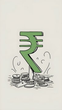illustration of an background with rupees sign rupee icon 