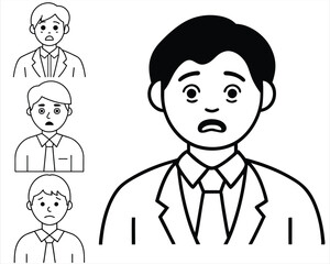 Worry persons. Worried face. Adobe vector stock. EPS 10.