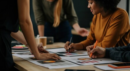 Fototapeta premium Creative Team Collaboration on Design Project