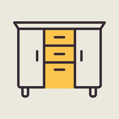 Bedside dresser vector icon. Chest of drawer sign