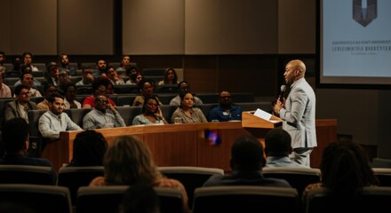 Speaker Addressing Audience at a Conference
