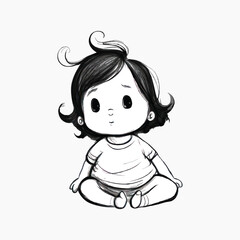 Adorable cartoon baby sketch