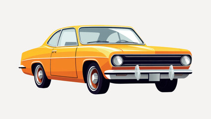 Vintage yellow classic car illustration