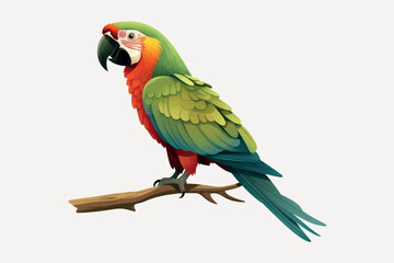 Colorful parrot perched branch