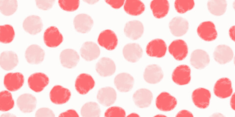 Abstract seamless pattern, background with pink and red watercolor shapes and stains. Repeating vector design element for print