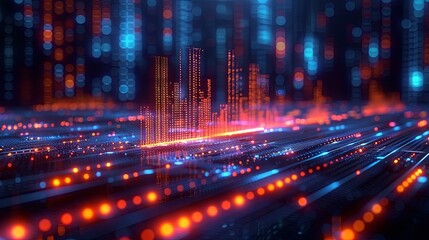 Obraz premium 3d render of concept data visualization, collection, processing, and analysis information