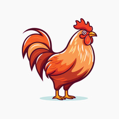 Colorful rooster cartoon illustration