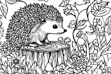Cute hedgehog coloring page for kids, ideal for creative learning fun.