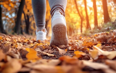 Walking at the autumn professional advertising poster realistic instagram photo