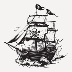 Vintage pirate ship illustration © Rawpixel.com