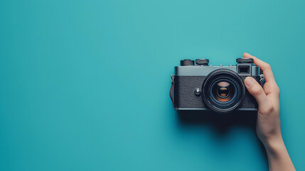 Fototapeta premium Image of hand holding camera