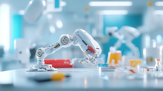 A cybernetic tech firm with robotic R&D labs and neon innovation hubs, leading advancements