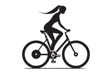 Fototapeta premium Silhouette of a Girl Cycling Vector Art