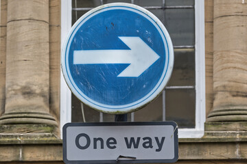 One Way Traffic Sign with Right Arrow