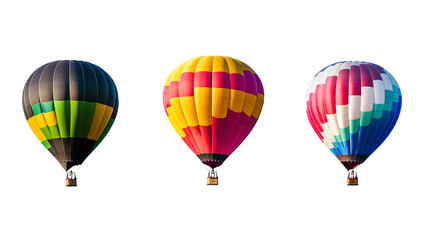 Fototapeta premium Colorful hot air balloons soaring in the clear blue sky during a sunny afternoon