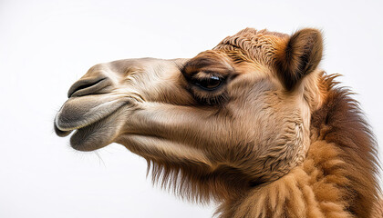 Obraz premium Camel head close up on a white background