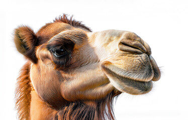 Obraz premium Camel head close up on a white background
