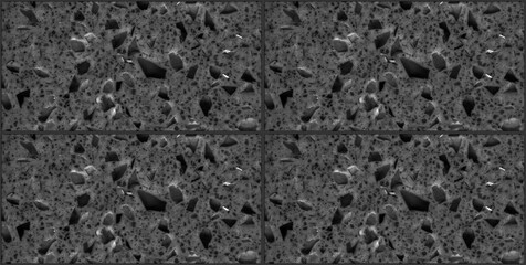 Quartz black white rectangle seamless ceramic mosaic tile and pattern useful as background or texture