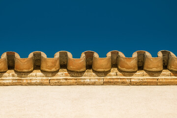 Abstract architecture. Detail of the roof of an old house.