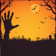 Halloween wallpaper with zombie hand