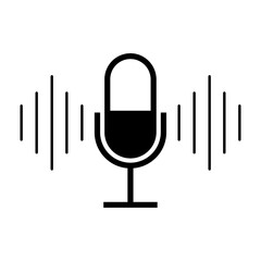 Minimalist vector icon of microphone, speaking, recording, symbol