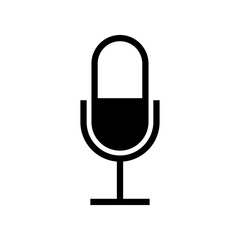 Minimalist vector icon of microphone, speaking, recording, symbol