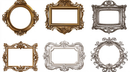 Ornate Gold and Silver Picture Frames Set
