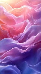Beautiful, colorful landscape of flowing, wavy fabric-like textures in shades of pink, purple, and blue