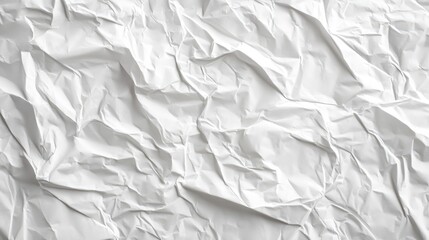 A close-up of white crumpled paper texture, offering a wrinkled and textured background for various design elements.