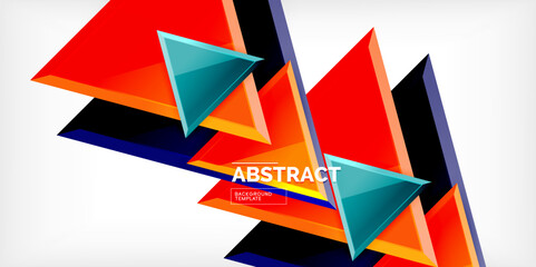 Abstract background - colorful triangles with 3d effect. Vector Illustration For Wallpaper, Banner, Background, Card, Book Illustration, landing page