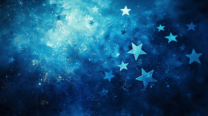 Obraz premium Modern interpretation of the European Union flag featuring bright stars against a vibrant blue backdrop, showcasing unity and identity