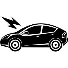 Electric car silhouette vector illustration