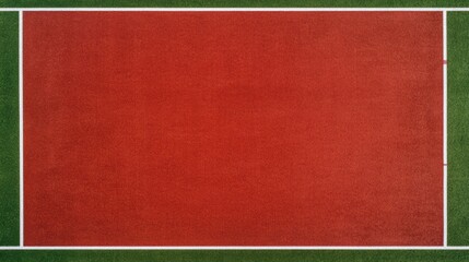 A tennis court with a red and green background