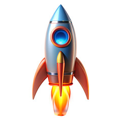 Futuristic 3D Rocket Icon with Sleek Lines and Vibrant Design © TALAL